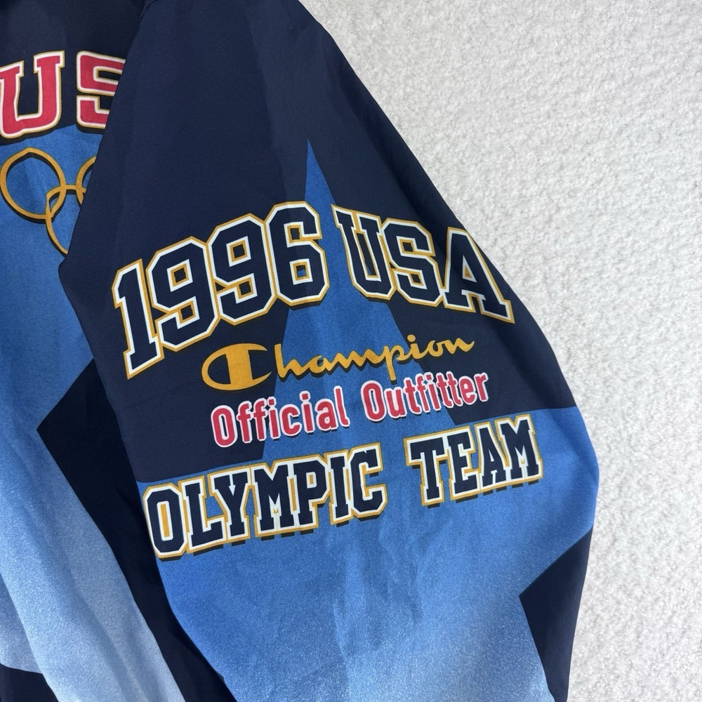 VTG Champion 1996 USA Official Olympic Team Windbreaker Jacket Large Blue - Picture 7 of 15